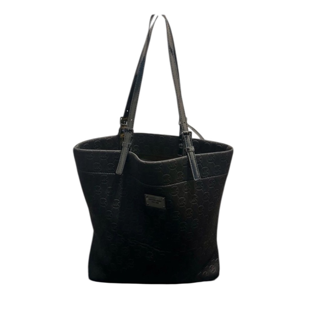 MICHAEL KORS MK Neoprene Jet Set black MK Tote with Patent Leather handles